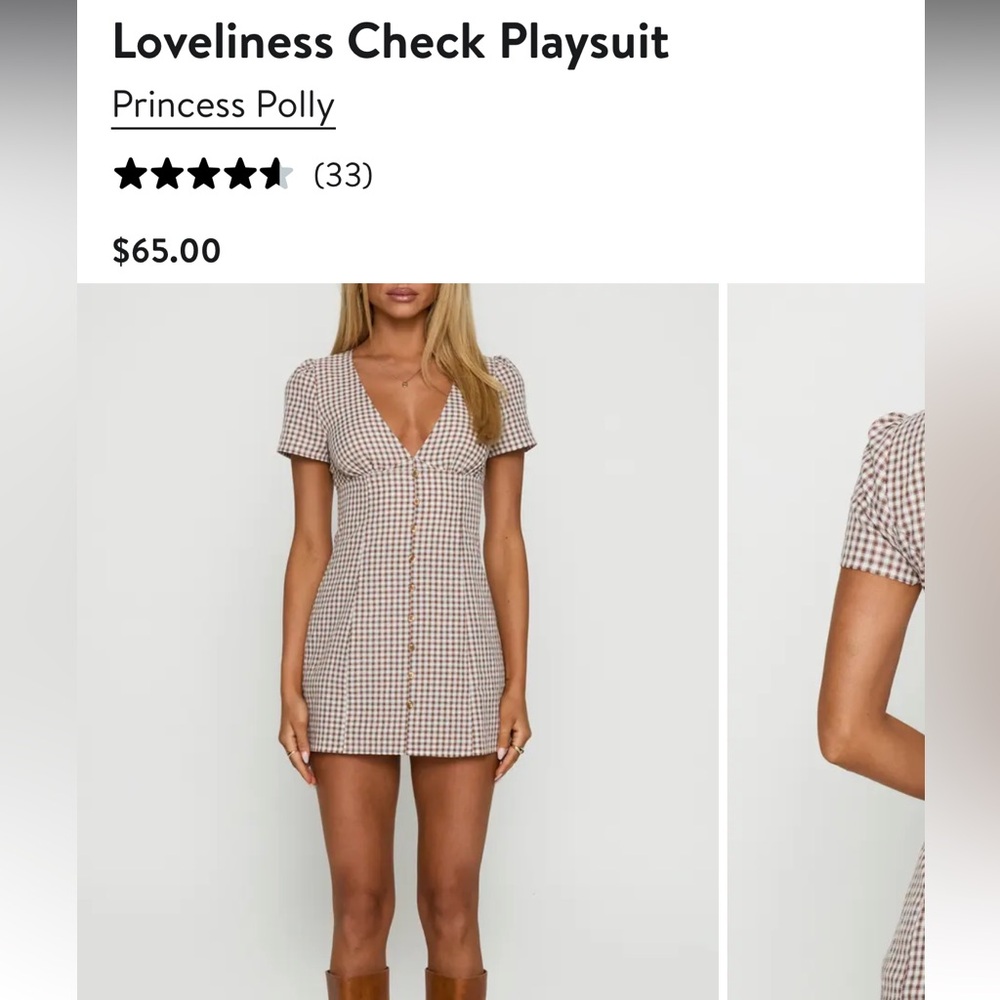 NWT Princess Polly Loveliness Playsuit (Brown) - Size: 4